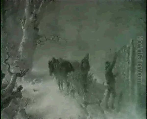 Collecting Wood In A Winter Storm - view 1