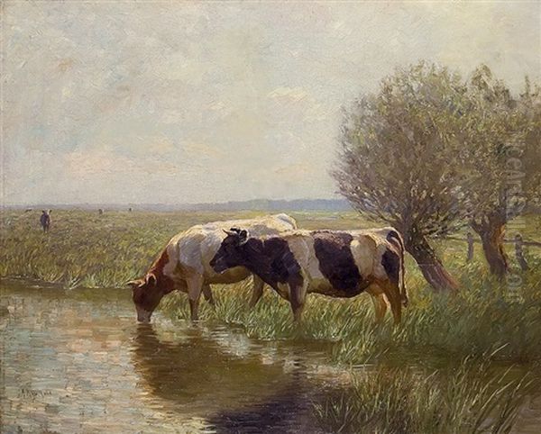 Cows At A Creek - view 1