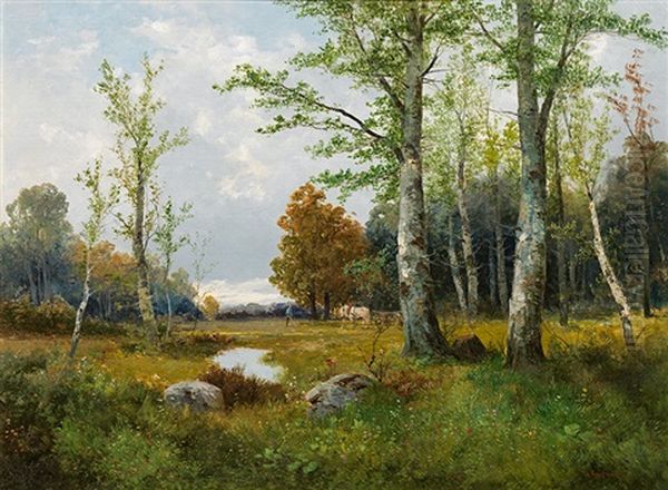 Waldlandschaft Mit Pferdefuhrwerk - view 1