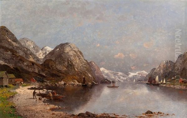 Fishermen On The Bank Of A Fjord - view 1