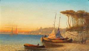 View Of The Gulf Of Ischia Near Naples by Adolf Kaufmann