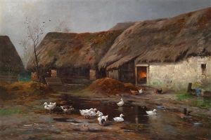Enten Am Bauernhof by Adolf Kaufmann