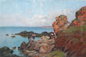 Fishermen"s Children At Play by Adolf Kaufmann