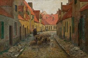 Street In Bruges by Adolf Kaufmann