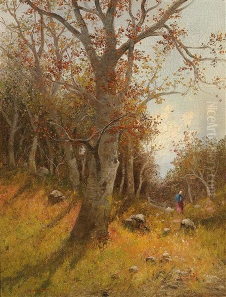 Woman Gathering Brushwood - view 1