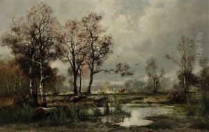 Herbstlandschaft Mit Kuhen by Adolf Kaufmann