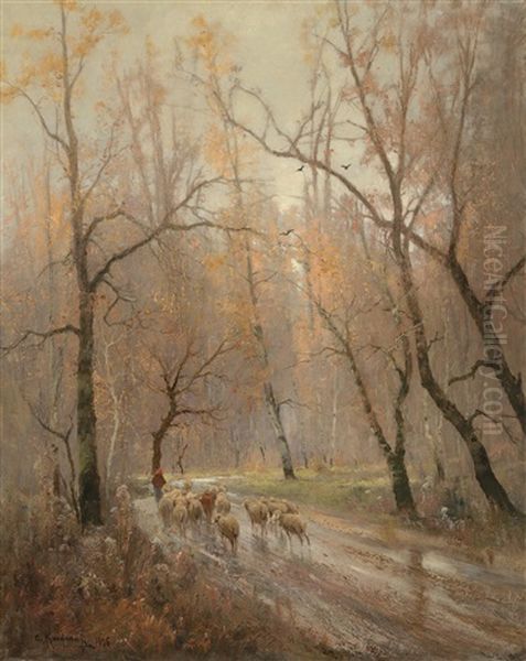 Herd Of Sheep Returning Home - view 1