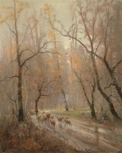 Herd Of Sheep Returning Home