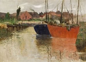 Boote Im Hafen by Adolf Kaufmann