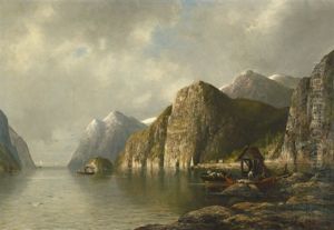 Fjordlandschaft Mit Fischern by Adolf Kaufmann