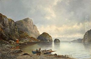 Fjordlandschaft Mit Fischern by Adolf Kaufmann