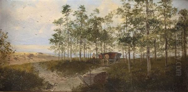 Pferdefuhrwerk Mit Waldarbeiter - view 1