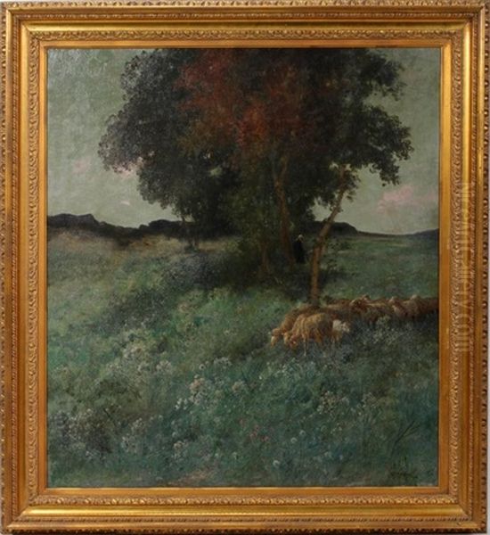 Sheep Among Wild Flowers - view 1