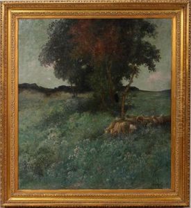 Sheep Among Wild Flowers by Adolf Kaufmann