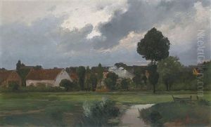Fluslandschaft Mit Hausern by Adolf Kaufmann