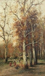 Figures In The Forest by Adolf Kaufmann