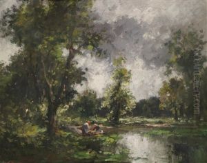 Wascherinnen Am Flussufer by Adolf Kaufmann