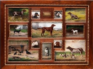 Hundeportraits (12 Works In 1 Frame) by Adolf Kaufmann