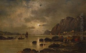 Fjord In The Moonlight by Adolf Kaufmann