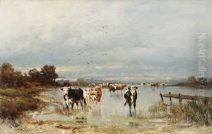 Seenlandschaft Mit Kuhen by Adolf Kaufmann