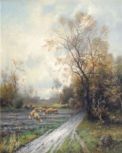 Shepherd And His Flock by Adolf Kaufmann