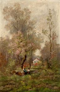 Partie Aus Fontainebleau, Frankreich (+ Partie Bei St. Claud, Frankreich; 2 Works) by Adolf Kaufmann