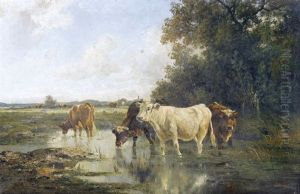Feldlandschaft Mit Kuhen by Adolf Kaufmann