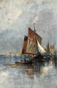 Fischerboote Vor Venedig by Adolf Kaufmann