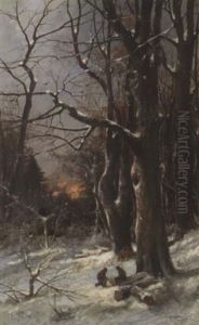 Ein Winterwald Mit Holzfallern