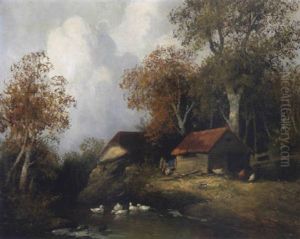 Bauernhof Am Bachufer by Adolf Kaufmann