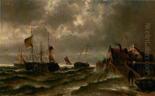 Marine Med Fiskerbade, Der Vender Hjem - view 1