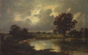 Sommerlandschaft Bei Gewitterstimmung by Adolf Kaufmann
