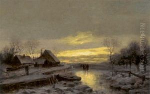 Winterlandschaft Bei Untergehender Sonne Winterlandschaft Bei Untergehender Sonne