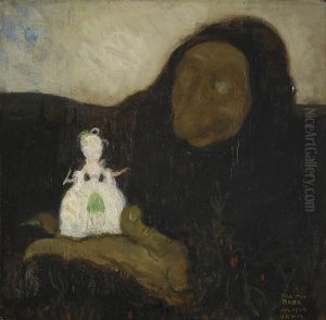 Trollkaringarna Sysselsatte Sig Med Tinka-lillfot-gullhar by John Bauer