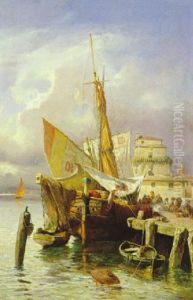 Fischerboot Im Sudlichen Hafen by Adolf Kaufmann