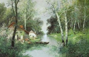 Fluslandschaft Im Fruhling by Adolf Kaufmann