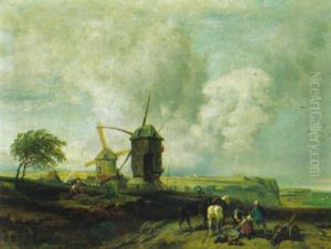 Kustenlandschaft Mit Windmuhlen Kustenlandschaft Mit Windmuhlen