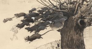 Grarattorna Pa Glimmingehus by John Bauer