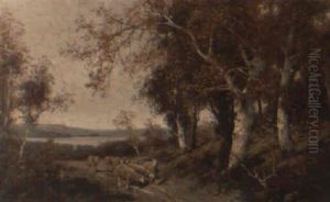 Schafe In Herbstlandschaft by Adolf Kaufmann