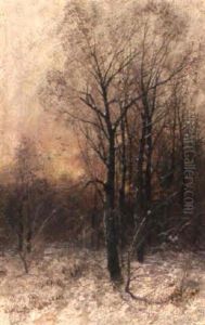 Birkenwald Im Winter by Adolf Kaufmann