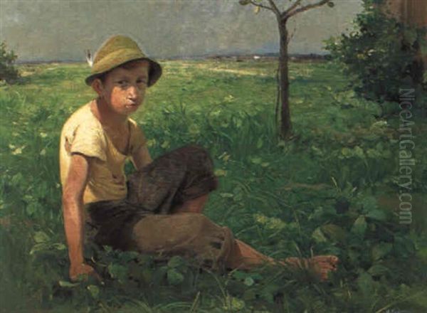 Sitzender Knabe In Einer Weiten Landschaft - view 1