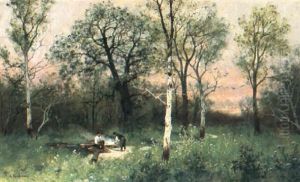 Holzf,ller Im Wald by Adolf Kaufmann