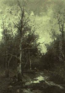 Holzf,ller Im Wald Von Fontainebleau by Adolf Kaufmann