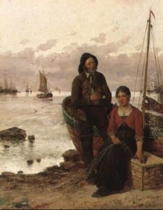 Ung Fiker Pige Der Renser Net I Samtale Med Fisker by Adolf Kaufmann