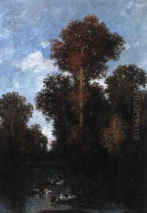 Enten Am Teichufer by Adolf Kaufmann