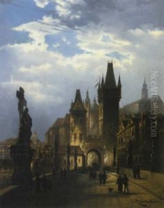 Blick Auf Die Karlsbrucke Und Das Mittelalterliche Prag by Adolf Kaufmann