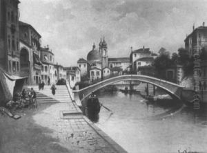 Kanalansicht In Venedig by Adolf Kaufmann