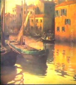 Fischerboote In Venedig by Adolf Kaufmann