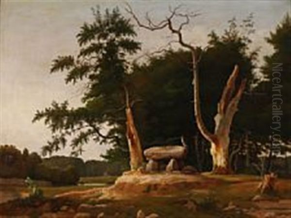 Landscape With A Bird Of Prey Sitting On A Dolmen - view 1