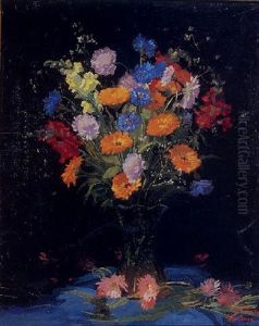 A Colorful Floral Still Life by Ferdinand Kaufmann